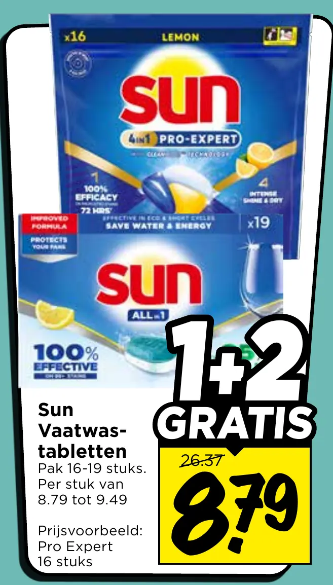 sun vaatwastabletten — 3 stuks €8.79