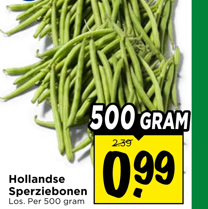 sperziebonen — 500 gram voor €0.99