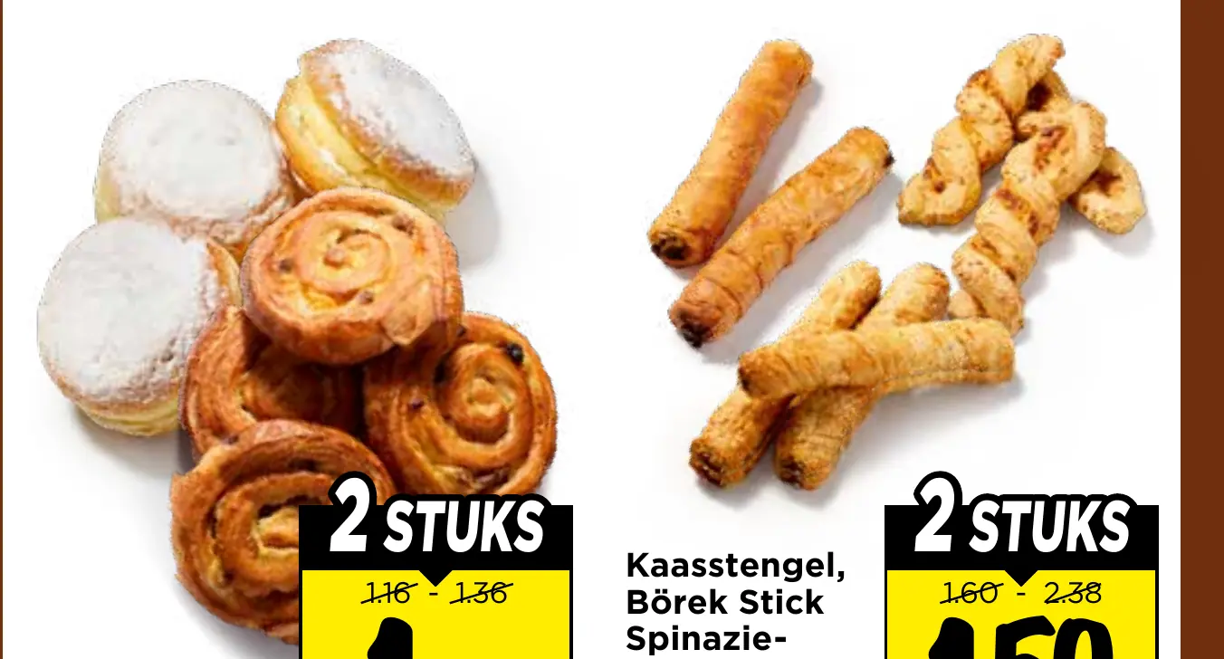 kaasstengel, börek stick spinaziefeta of kip sweet chili