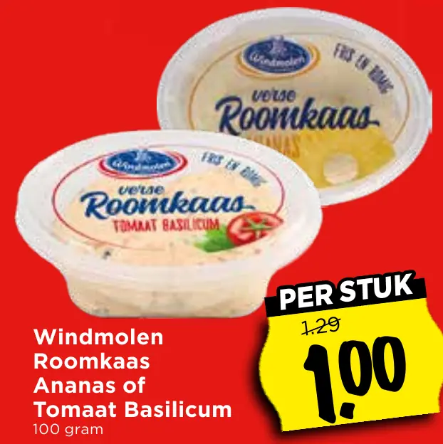 Windmolen roomkaas ananas of tomaat basilicum