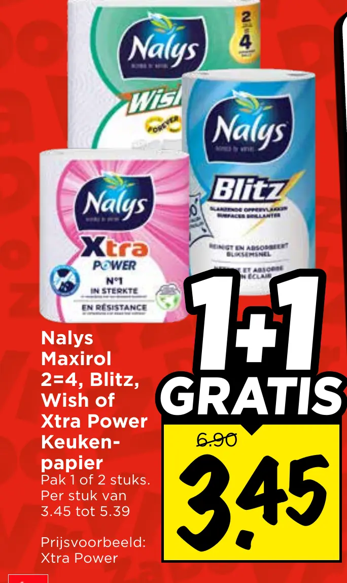 Nalys maxirol 2=4, blitz, wish of xtra power keukenpapier