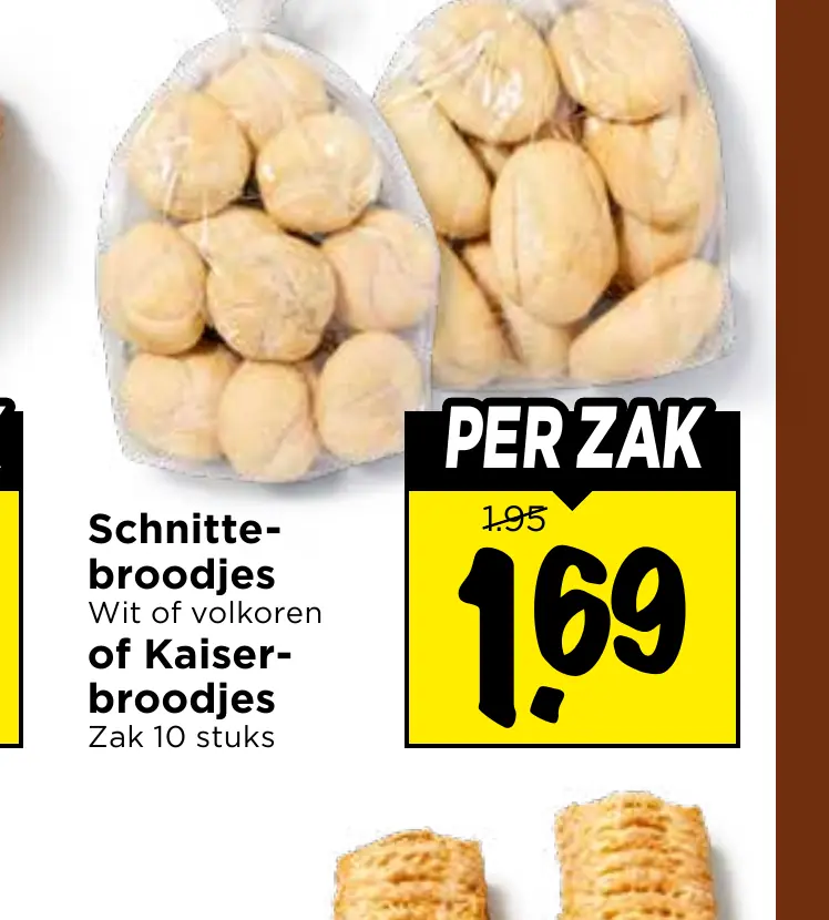 schnittebroodjes wit of volkoren of kaiserbroodjes