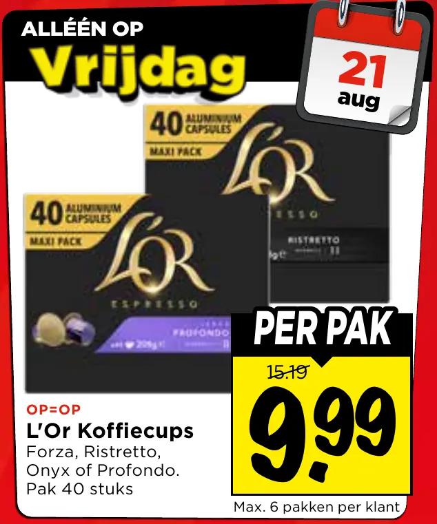 L'Or koffiecups forza, ristretto, onyx of profondo