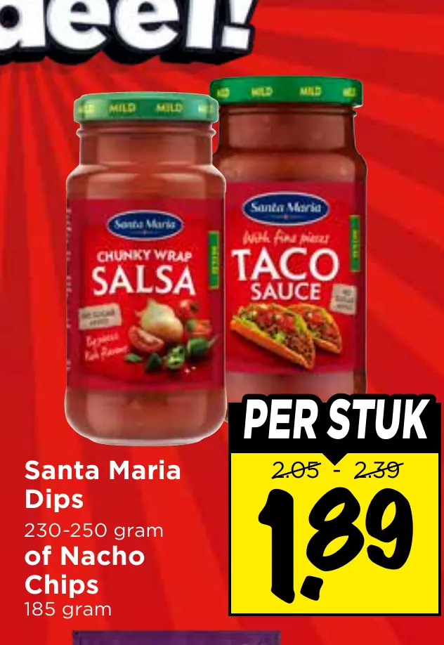 Santa Maria dips of nacho chips