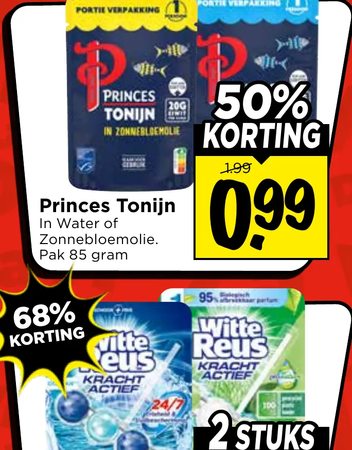 Princes tonijn in water of zonnebloemolie