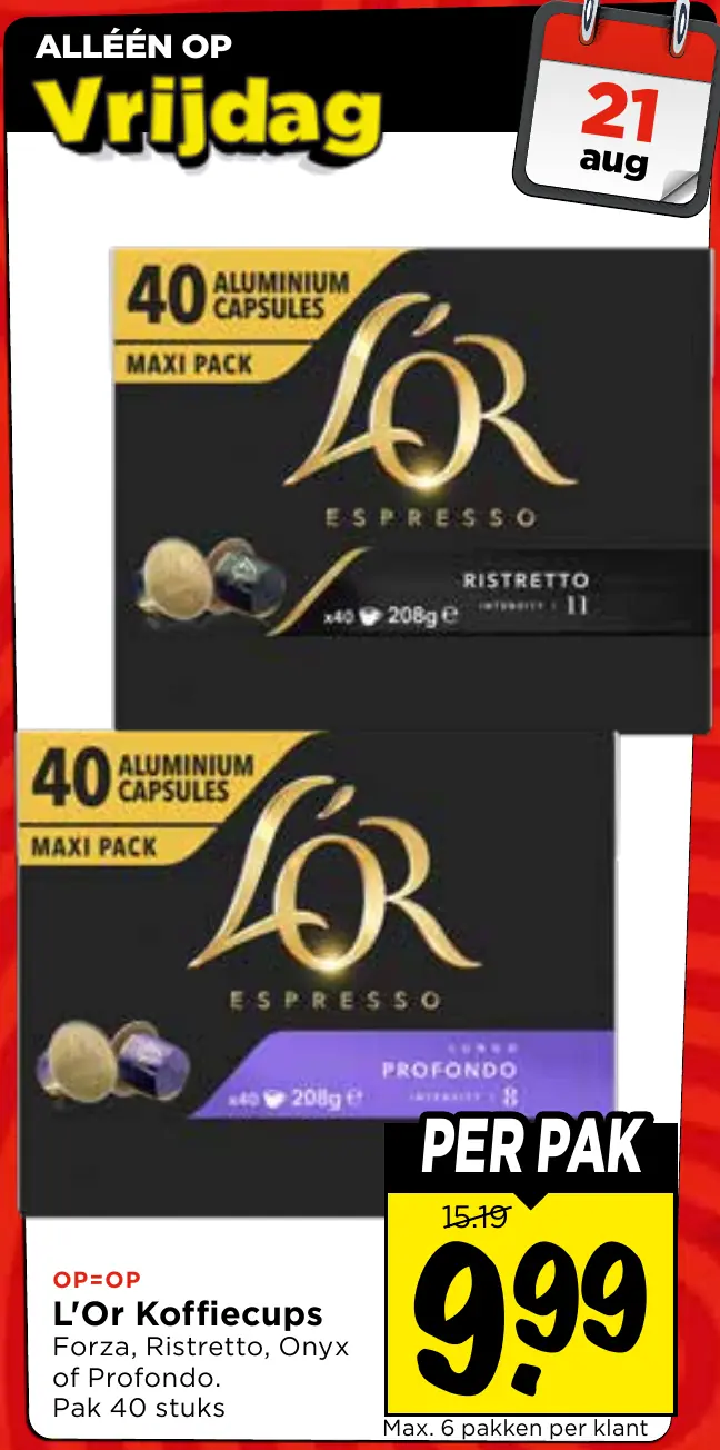 L'Or koffiecups forza, ristretto, onyx of profondo