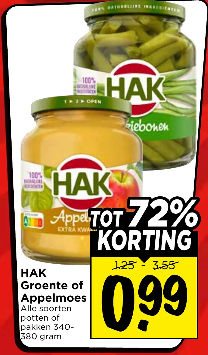 groente of appelmoes — 72% korting