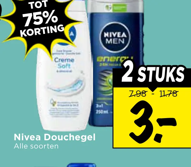 Nivea douchegel — 75% korting