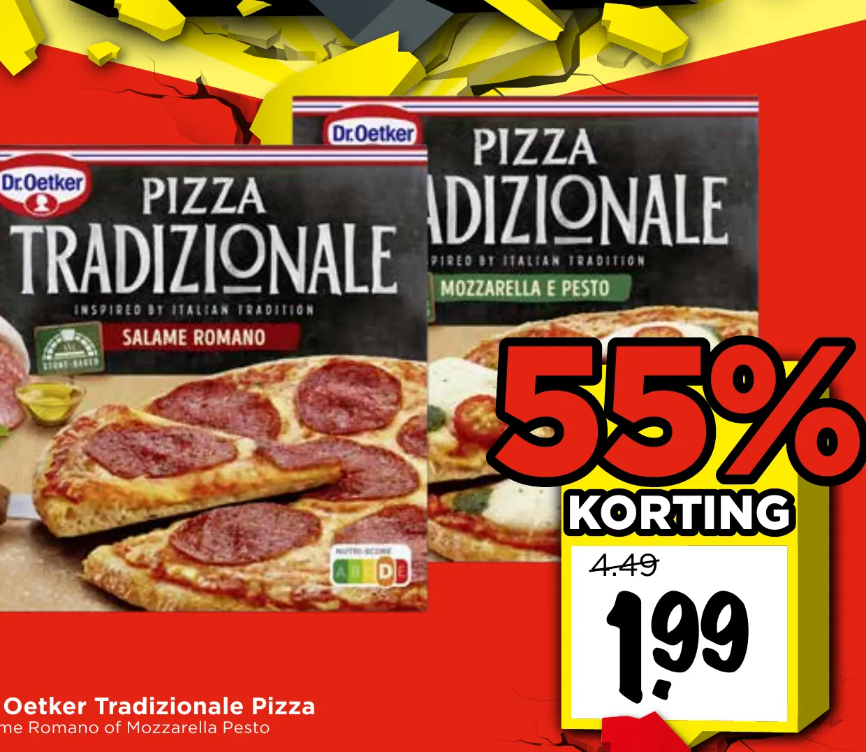 Dr. Oetker tradizionale pizza salame romano of mozzarella pesto