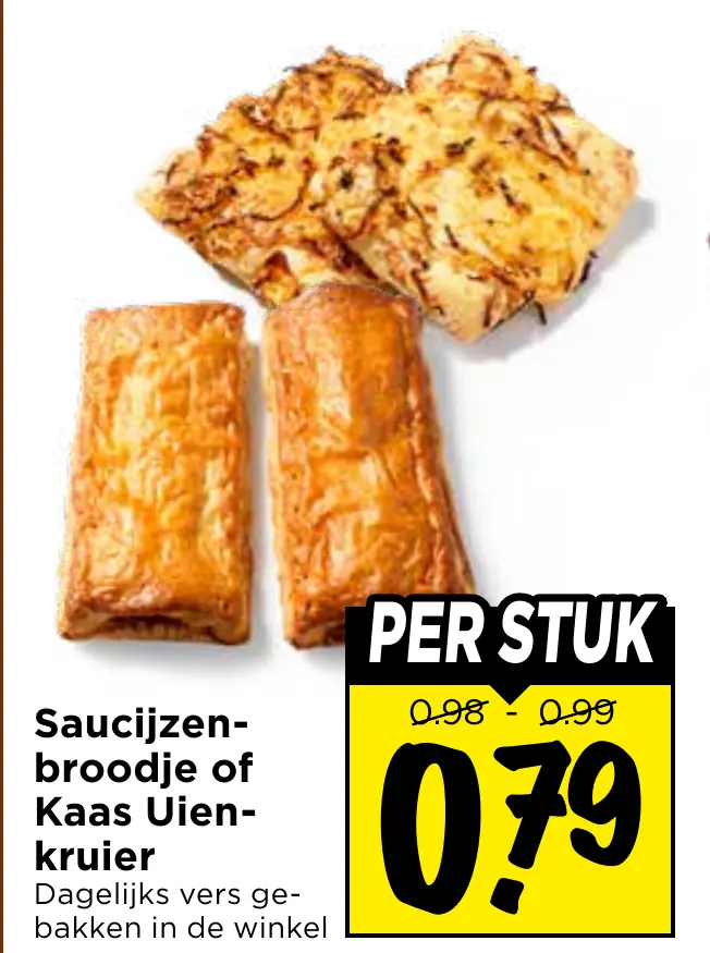 saucijzenbroodje of kaas uienkruier