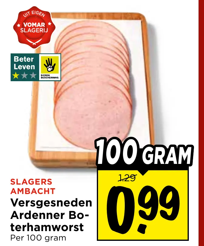 versgesneden ardenner boterhamworst