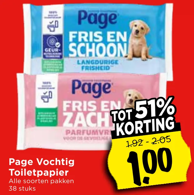 Page vochtig toiletpapier