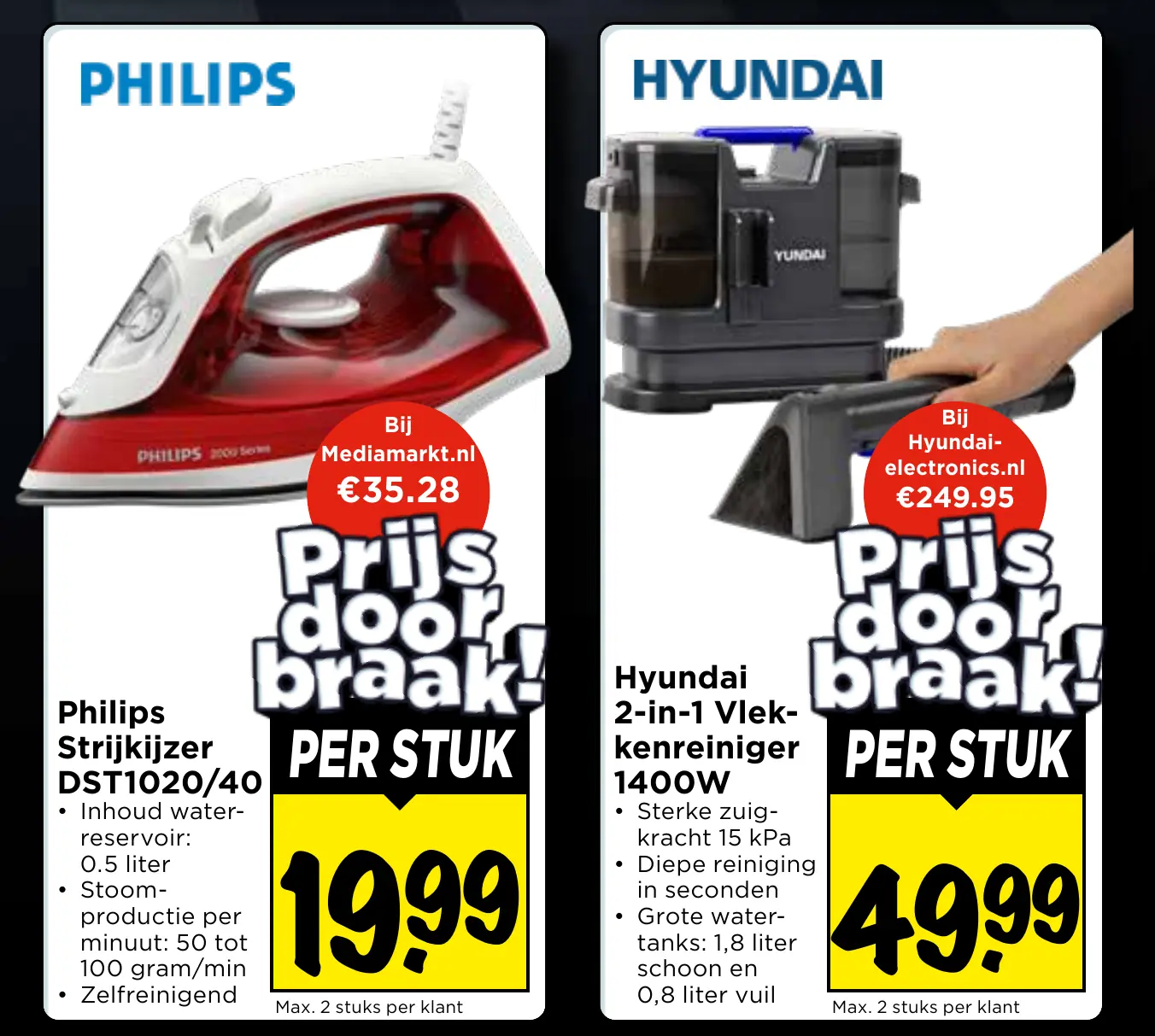 Hyundai 2-in-1 vlekkenreiniger 1400W — per stuk voor €49.99