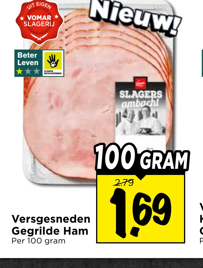 versgesneden gegrilde ham