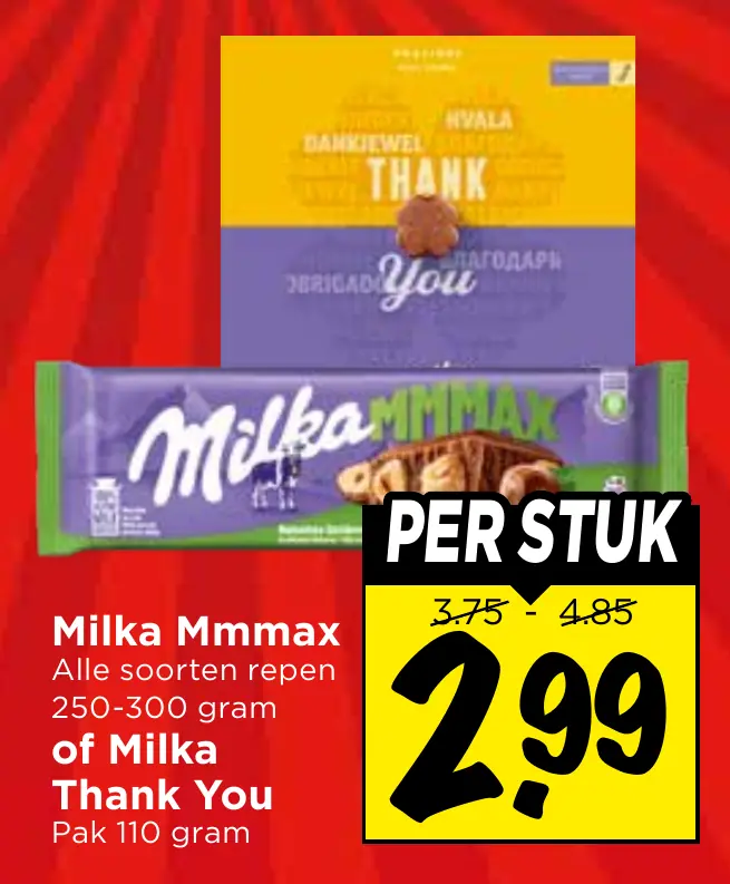 Milka mmmax alle soorten repen of milka thank you