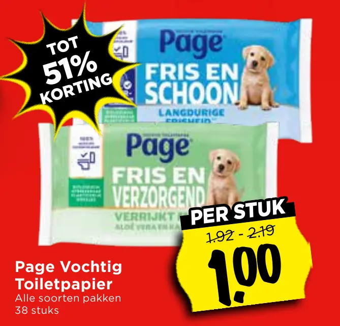 Page vochtig toiletpapier