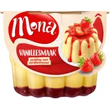 Mona Vanillepudding met aardbeiensaus