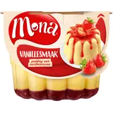 Mona Vanillepudding met aardbeiensaus