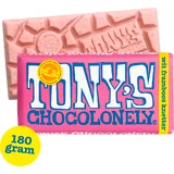 Tony's Chocolonely Wit 28% Framboos Knettersuiker Chocolade Reep
