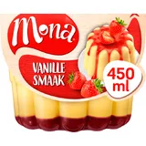 Mona Vanillepudding met aardbeiensaus