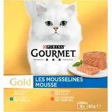 Gourmet Gold Mousse Mix Kattenvoer natvoer met Kip, Zalm, Niertjes en Konijn
