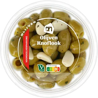 Huismerk Groene olijven met knoflook