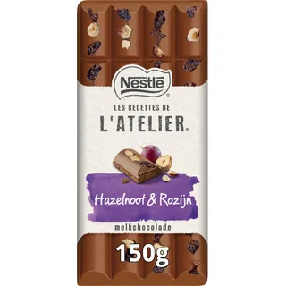 L'Atelier Melkchocoladereep hazelnoot & rozijn