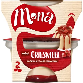 Mona Pudding griesmeel rode bessensaus duo