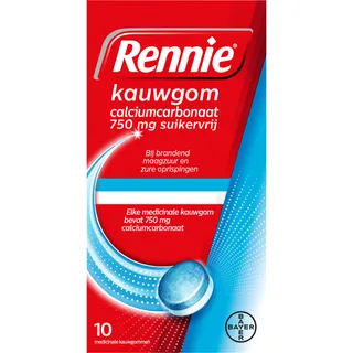 Rennie Kauwgom calciumcarbonaat suikervrij 750mg