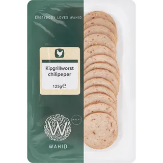 WAHID Kipgrillworst plakjes chilipeper