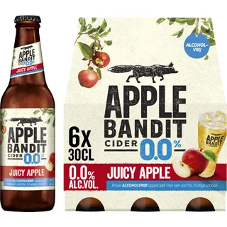 Apple Bandit Juicy Apple 0.0 Cider Fles 6 x 300ml 6-pack