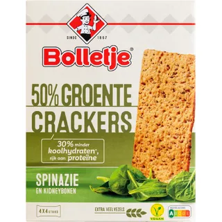 Bolletje 50% groente crackers spinazie