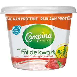 Campina Magere milde kwark aardbei