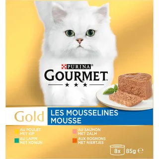 Gourmet Gold Mousse Mix Kattenvoer natvoer met Kip, Zalm, Niertjes en Konijn