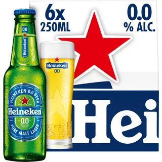 Heineken Premium Pilsener 0.0 Bier Draaidop Fles 6 x 250ml 6-pack