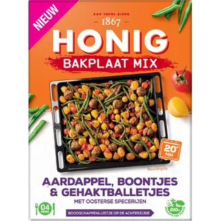 Honig Bakplaat Mix Aardappel, Boontjes & Gehaktballetjes met Oosterse Specerijen