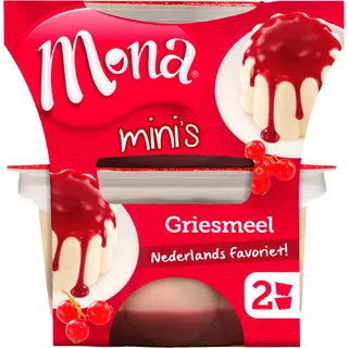 Mona Pudding griesmeel rode bessensaus duo 2-pack