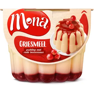 Mona Griesmeelpudding met rode bessensaus
