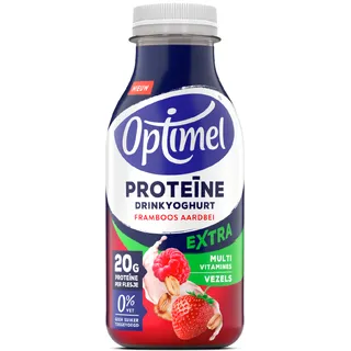 Optimel Proteine Extra Drinkyoghurt Framboos Aardbei 0% Vet