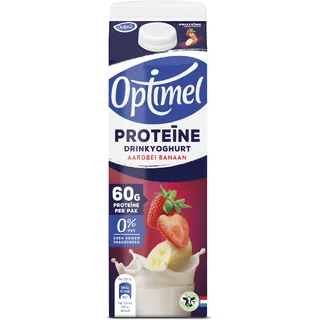 Optimel Proteïne drinkyoghurt aardbei banaan