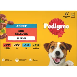 Pedigree Adult mix gelei rund,kip,vis,gevogelte 12-pack