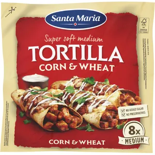 Santa Maria Tortilla wraps corn & wheat 8x medium