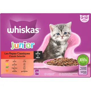 Whiskas Junior classic selectie in saus 12-pack