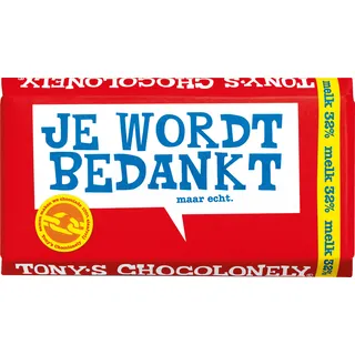 Tony's Chocolonely Reep je wordt bedankt melk