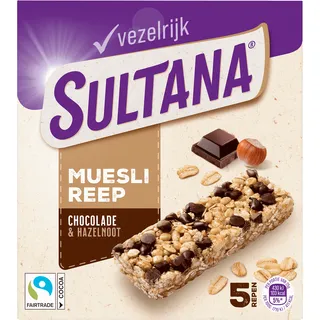 Verkade Sultana Mueslireep chocolade & hazelnoot