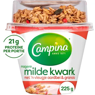 Campina Magere milde kwark aardbei & granola