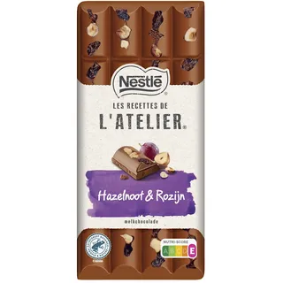 L'Atelier Melkchocoladereep hazelnoot & rozijn
