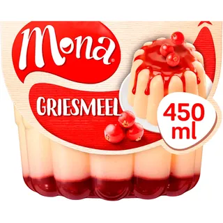 Mona Griesmeelpudding met rode bessensaus