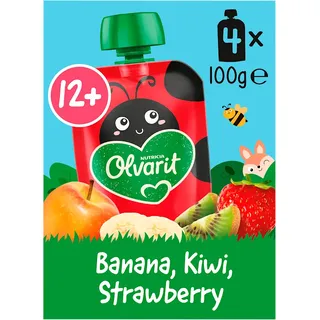 Olvarit Knijpfruit banaan kiwi aardb 12m+ 4-pack
