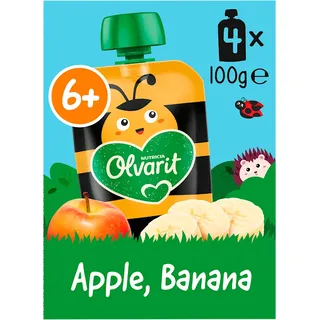 Olvarit Knijpfruit appel banaan 6m+ 4-pack